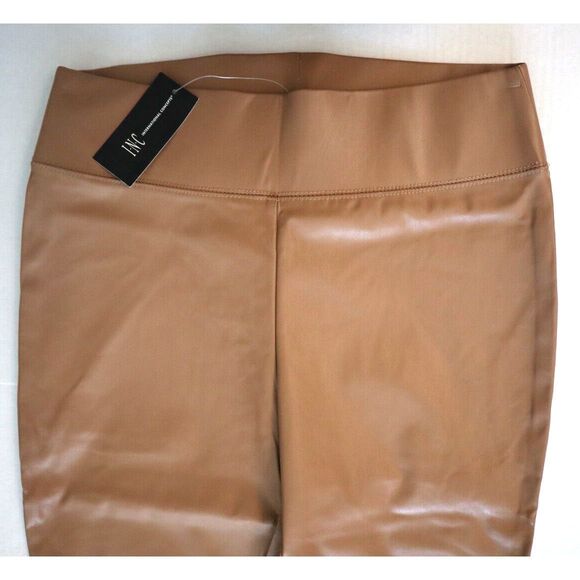 INC International Concepts Women's Sz 6 Ginger Crisp Brown Faux Leather Leggings - Picture 3 of 10
